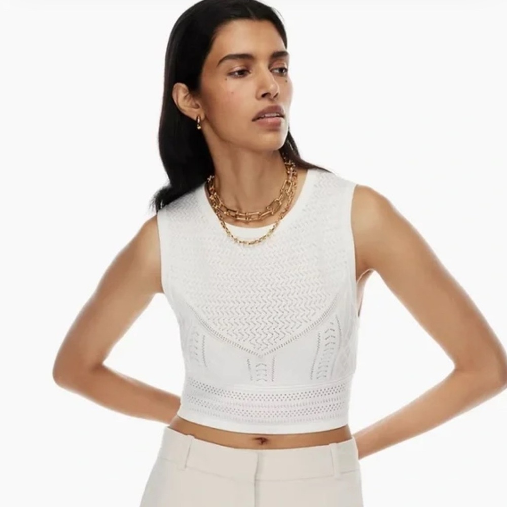 Babaton White Knit Cropped Tank Top